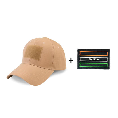 DT Khaki Velcro Cap  + Embroidered Tricolor Velcro Patch