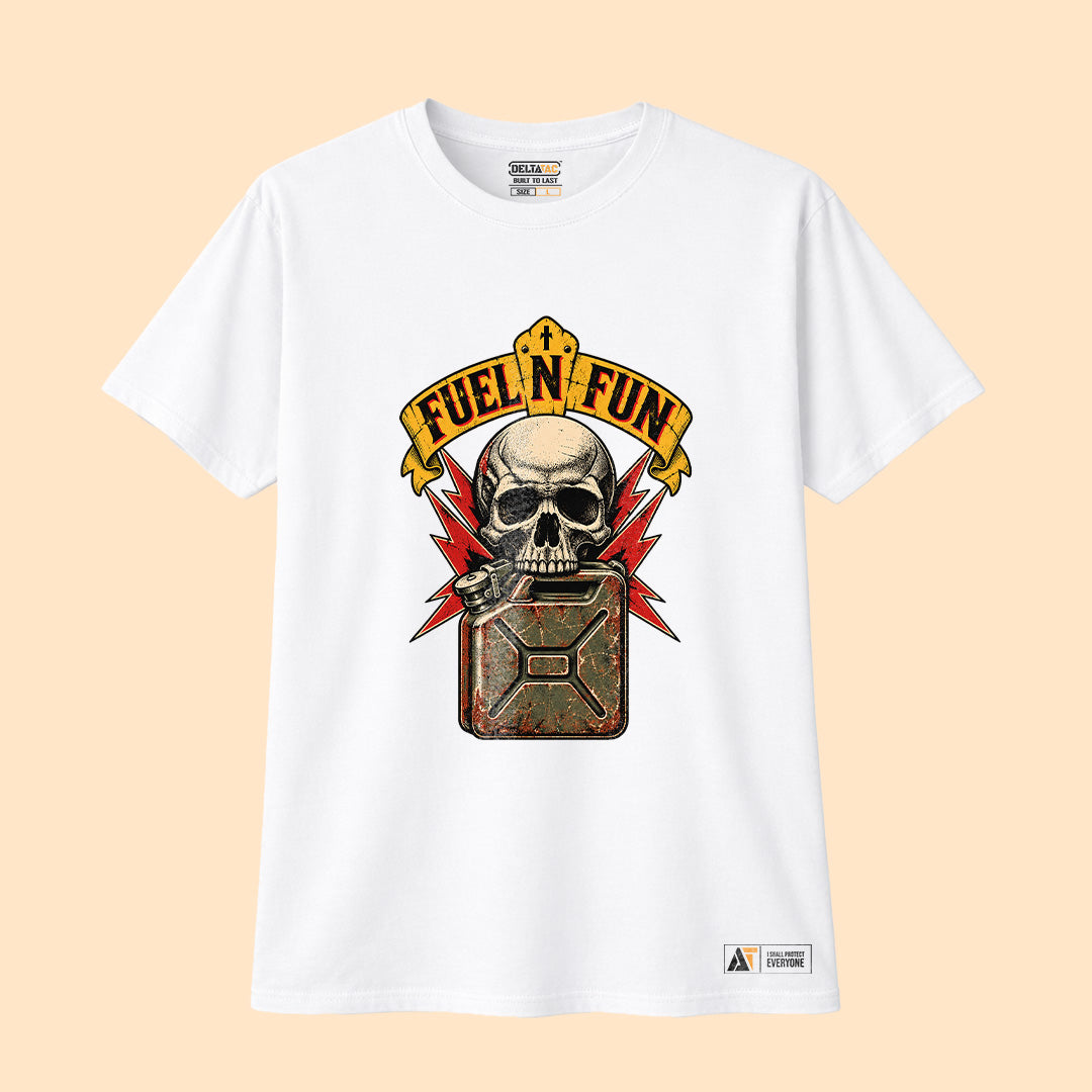 Fuel N Fun Skull T-Shirt | Retro Graphic Tee | Deltatac
