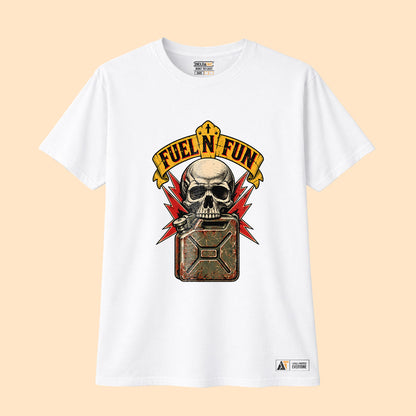 Fuel N Fun Skull T-Shirt | Retro Graphic Tee | Deltatac