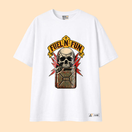 Fuel N Fun Skull T-Shirt | Retro Graphic Tee | Deltatac