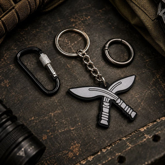 Crossed Khukri Keychain | Gorkha Regiment Design | Military-Inspired Keychain with Carabiner by Deltatac