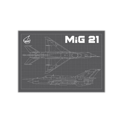 MIG 21 Fighter Jet Blueprint -Sleek Magnet