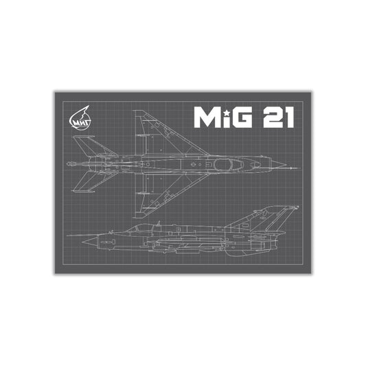 MIG 21 Fighter Jet Blueprint -Sleek Magnet