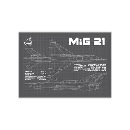 MiG-21 Blueprint Engineering the Legend -Poster