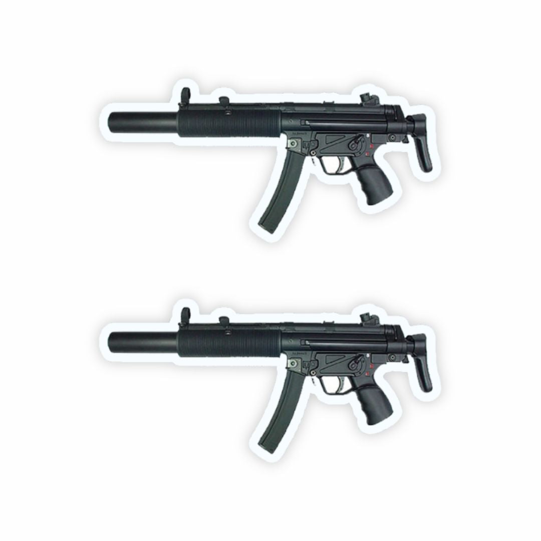 Mini Heckler Gun Sticker (Pack of 2) - Mini Military Series