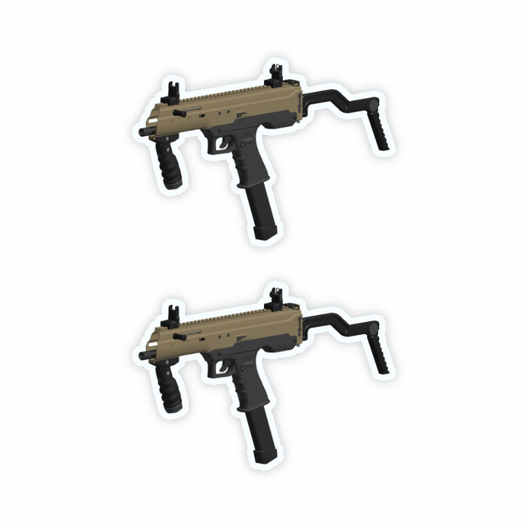 Mini ASMI Submachine Gun Sticker (Pack of 2) - Mini Military Series