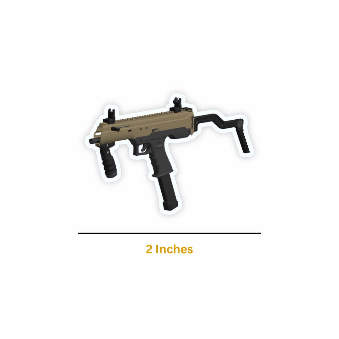 Small Sticker Gun Mini ASMI Submachine Gun Sticker (Pack of 2) - Mini Military Series