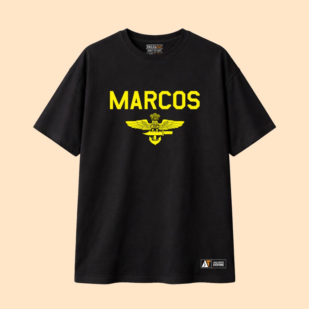 MARCOS Insignia – Silent Strength Black Tshirt Tactical Lifestyle Essential