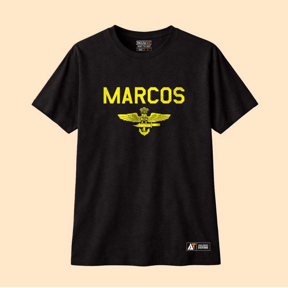 MARCOS Insignia – Silent Strength Black Tshirt Tactical Lifestyle Essential