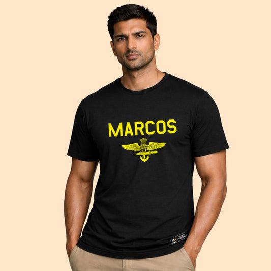 MARCOS Insignia – Silent Strength Black Tshirt Tactical Lifestyle Essential
