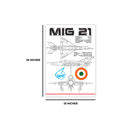 MiG-21 Blueprint Poster White – Supersonic Fighter Jet Wall Art | DeltaTac