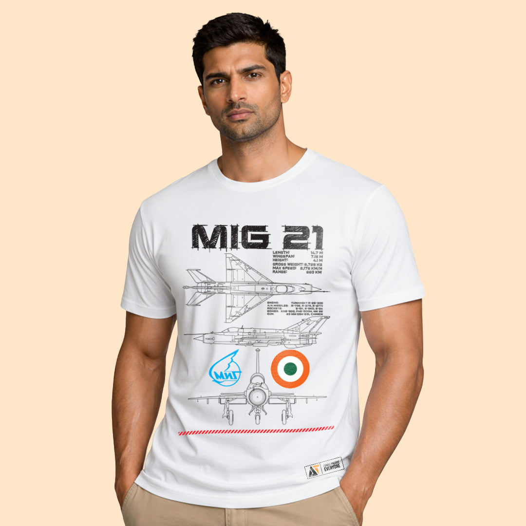 MiG-21 Blueprint T-Shirt – White Edition