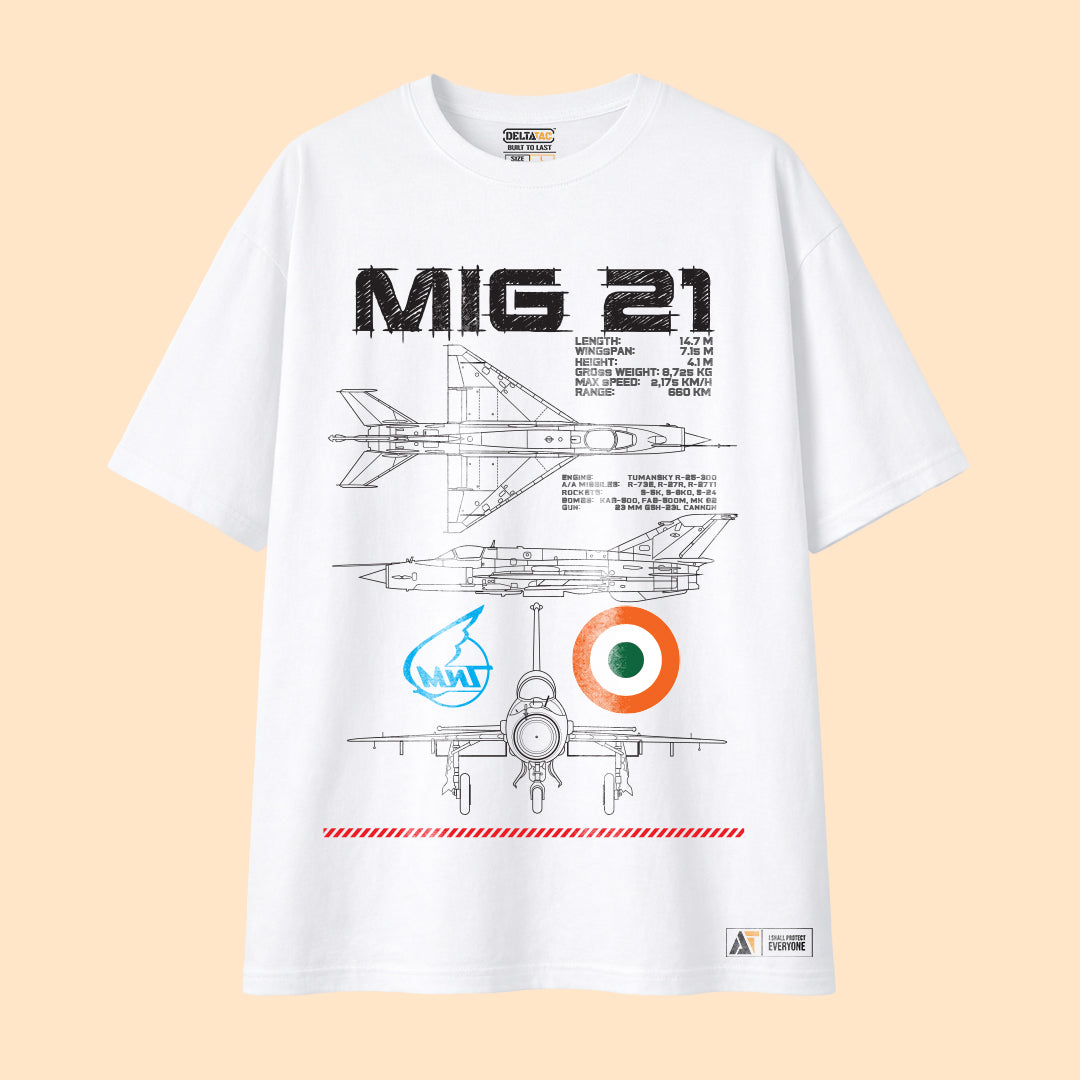 MiG-21 Blueprint T-Shirt – White Edition