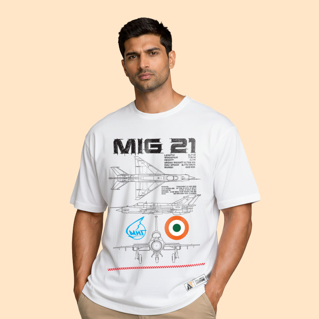 MiG-21 Blueprint T-Shirt – White Edition