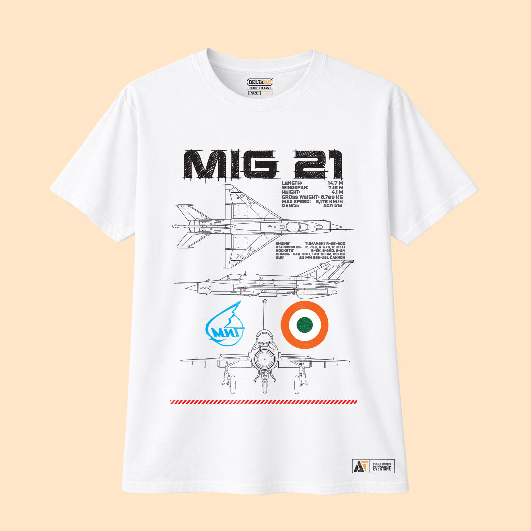 MiG-21 Blueprint T-Shirt – White Edition