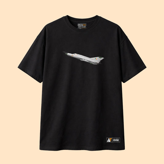 MiG-21 Minimalist T-Shirt Black – Iconic Fighter Jet Tribute