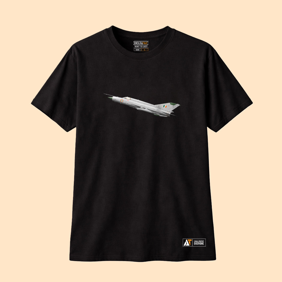 MiG-21 Minimalist T-Shirt Black – Iconic Fighter Jet Tribute