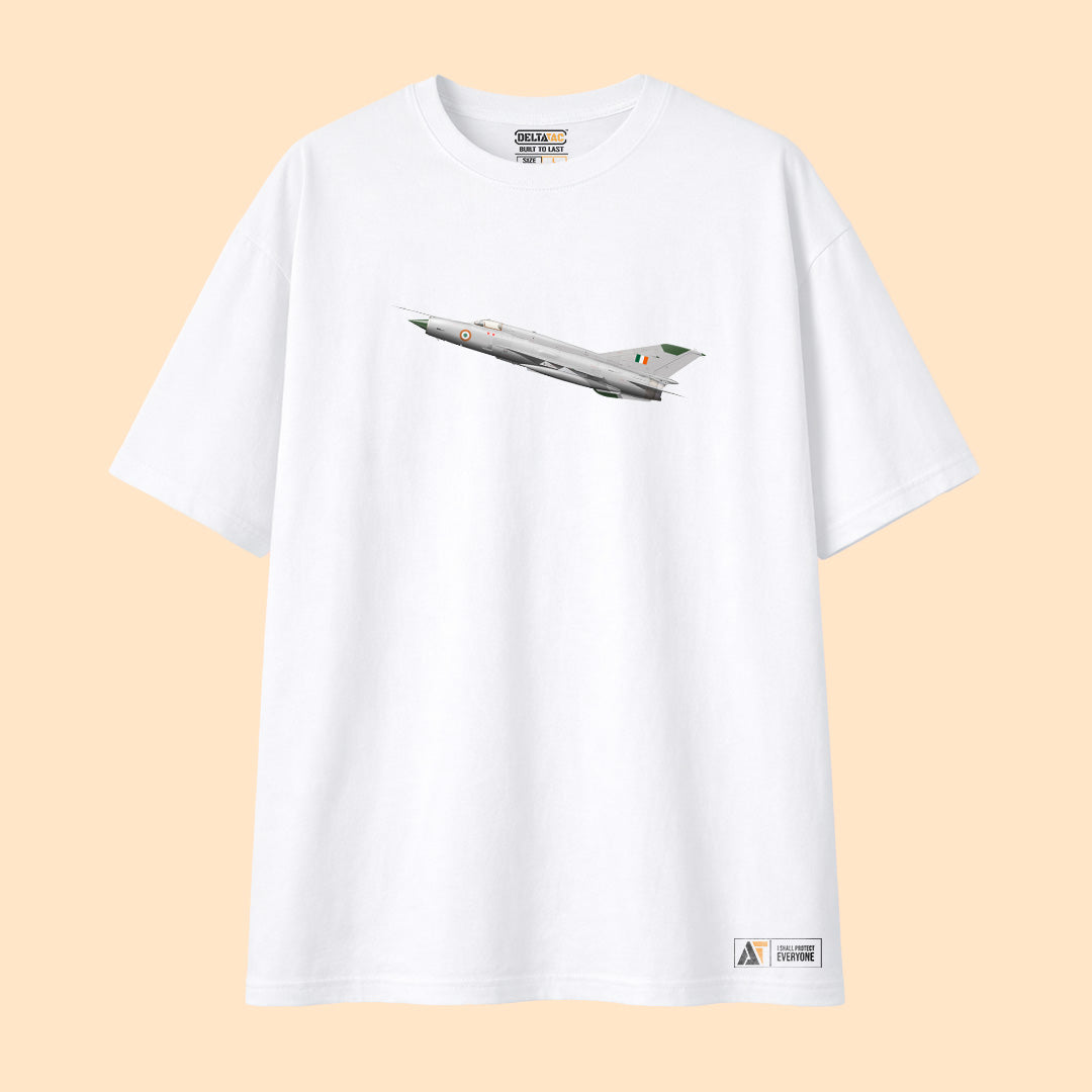 MiG-21 Minimalist T-Shirt White – Iconic Fighter Jet Tribute