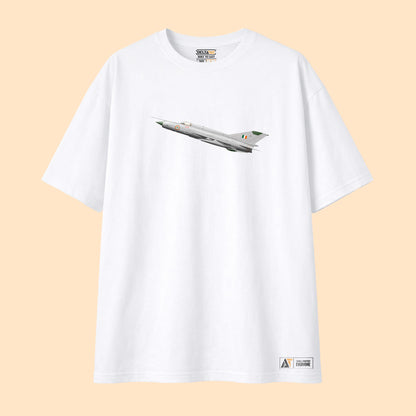 MiG-21 Minimalist T-Shirt White – Iconic Fighter Jet Tribute