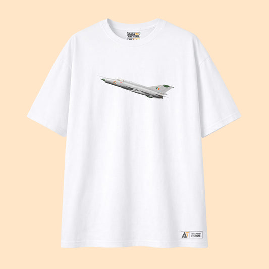 MiG-21 Minimalist T-Shirt White – Iconic Fighter Jet Tribute