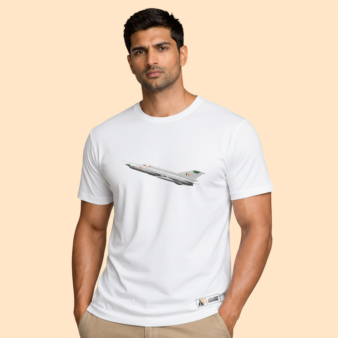 MiG-21 Minimalist T-Shirt White – Iconic Fighter Jet Tribute