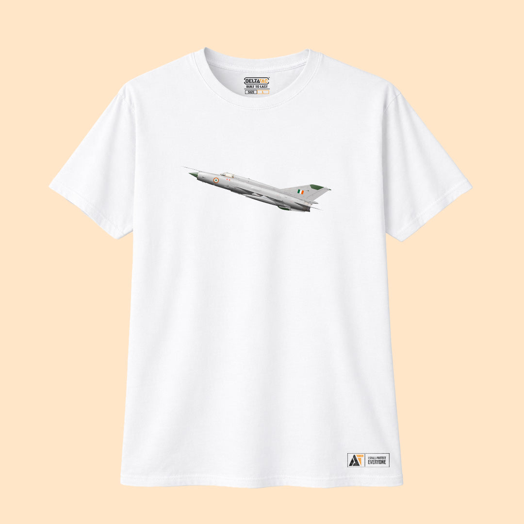 MiG-21 Minimalist T-Shirt White – Iconic Fighter Jet Tribute