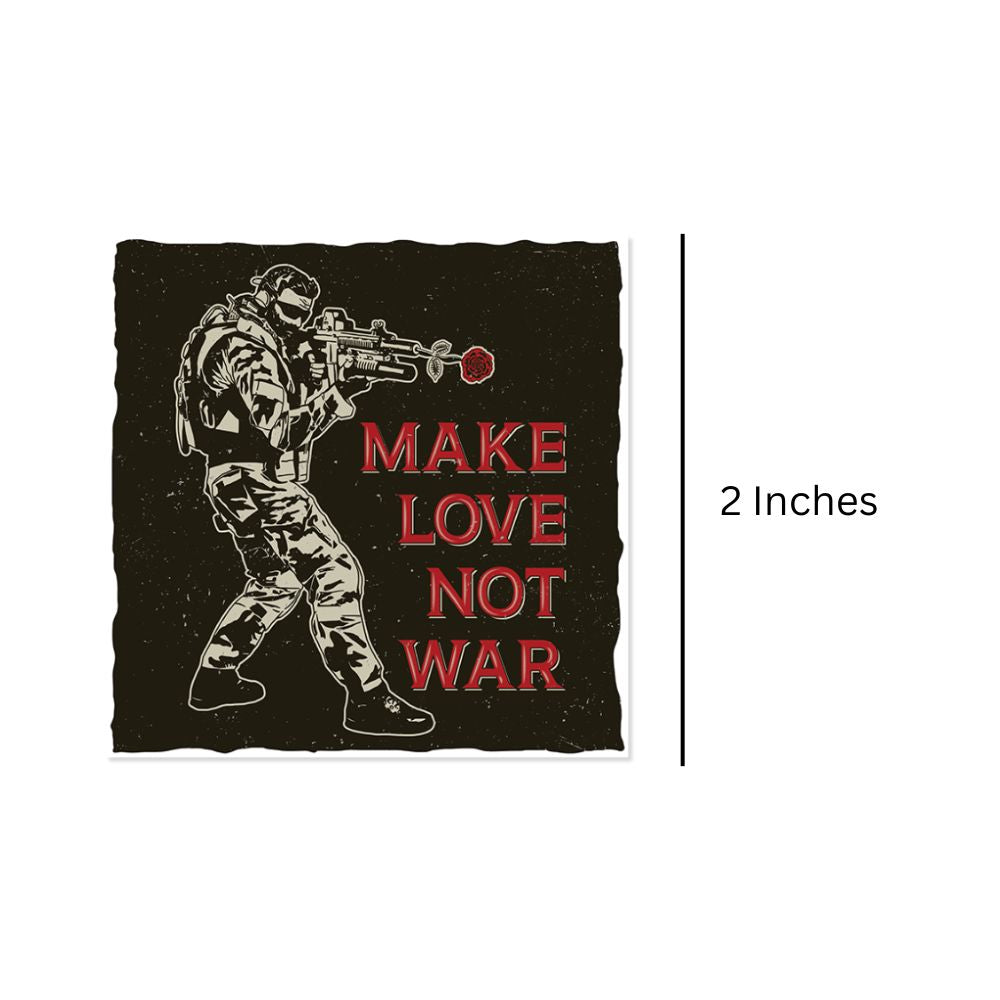 Mini Make Love Not War Sticker Dimensions