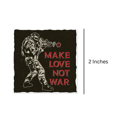 Mini Make Love Not War Sticker Dimensions