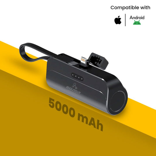 Mini Portable 5000mAh Power Bank for iPhone and Android - Black