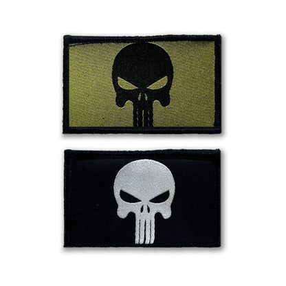 Tactical Velcro Punisher Patches - Set of 2 Embroidered Skull Design