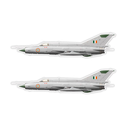 MiG-21 Side Profile Stickers – Lithograph Pack of 2 | DeltaTac - Mini Military Stickers