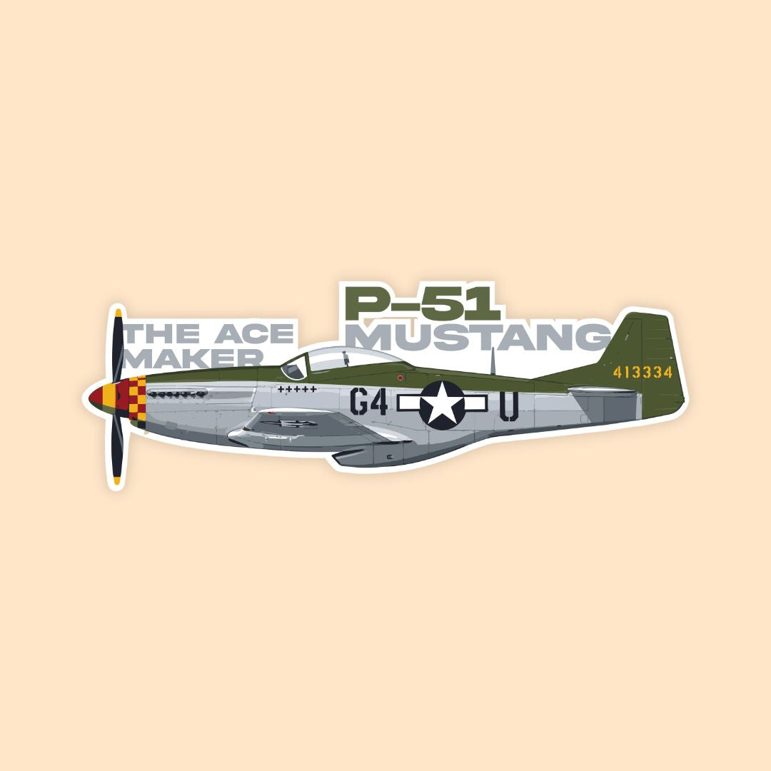 P-51 Mustang Fighter Plane Sticker | WWII Warbird Aviation Decal | DeltaTac