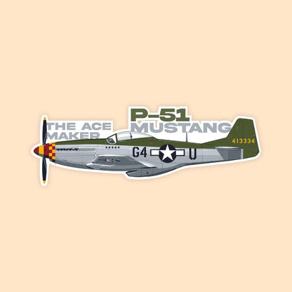 P-51 Mustang Fighter Plane Sticker | WWII Warbird Aviation Decal | DeltaTac