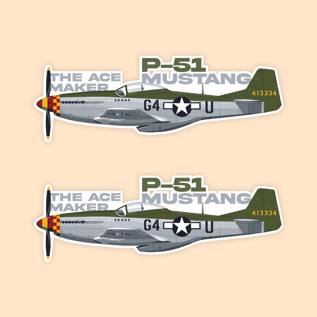 P-51 Mustang Fighter Plane Sticker | WWII Warbird Aviation Decal | DeltaTac