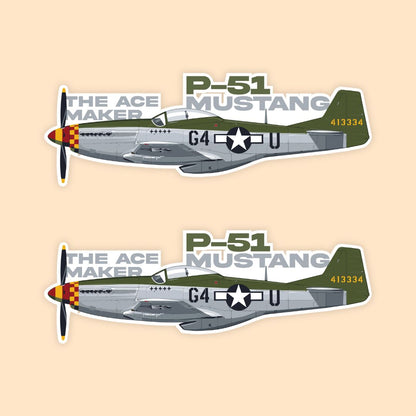 P-51 Mustang Fighter Plane Sticker | WWII Warbird Aviation Decal | DeltaTac