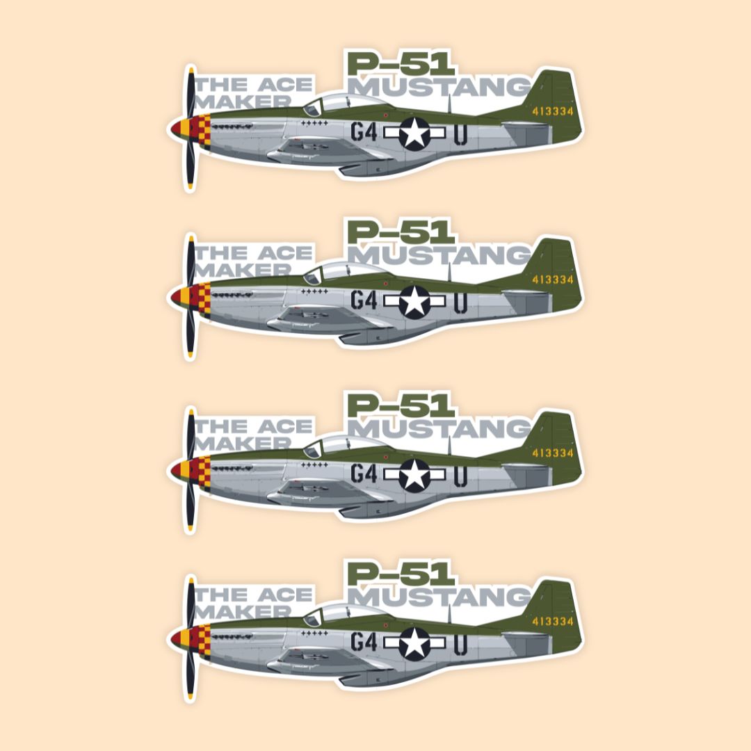 P-51 Mustang Fighter Plane Sticker | WWII Warbird Aviation Decal | DeltaTac