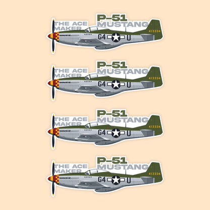 P-51 Mustang Fighter Plane Sticker | WWII Warbird Aviation Decal | DeltaTac