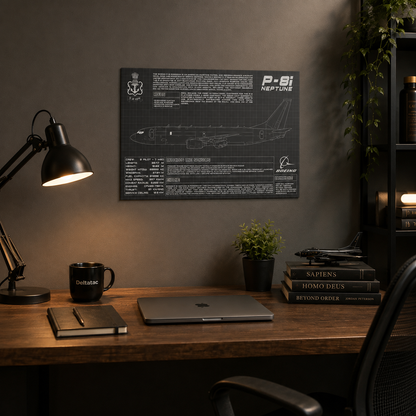 P-8i Neptune AIRCRAFT Blueprint Poster – Aviation Tactical Wall Art