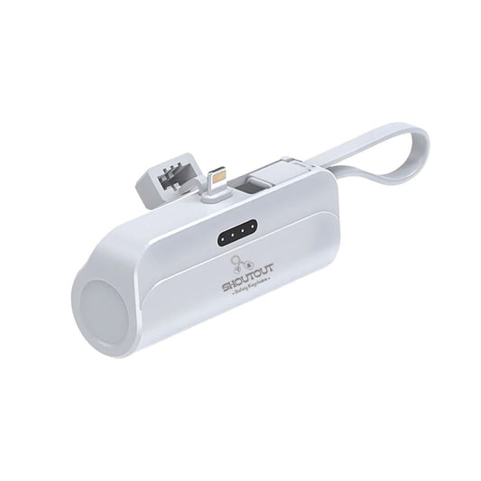 Mini Portable 5000 mAH Power Bank for iPhone and Android- White