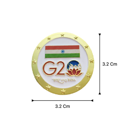 DT G20 Indian National Flag Lapel Pin - Golden