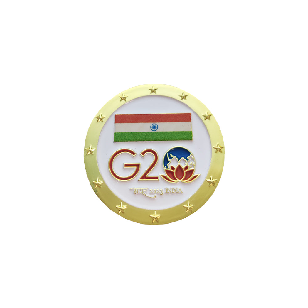 DT G20 Indian National Flag Lapel Pin - Golden