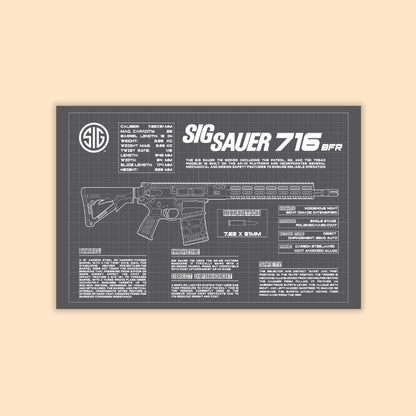 SIG Sauer 716 Blueprint Poster | Tactical Rifle Wall Art | DeltaTac