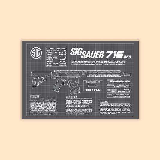 SIG Sauer 716 Blueprint Poster | Tactical Rifle Wall Art | DeltaTac