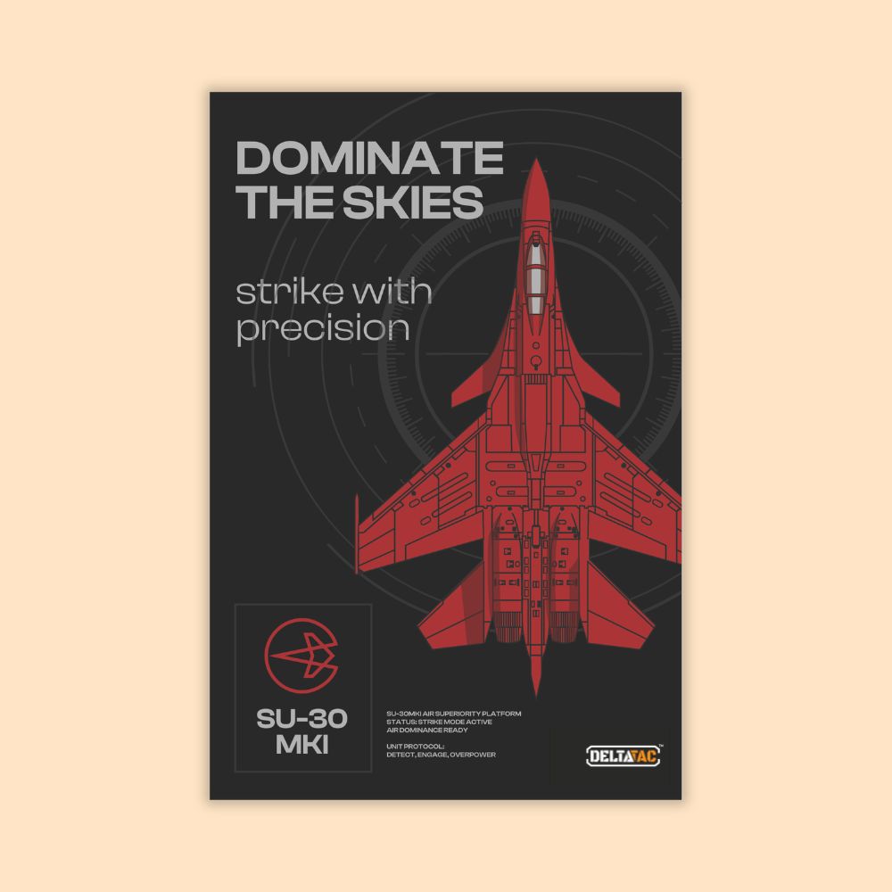 Sukhoi Su-30 MKI Technical Schematic Poster | Twin-Seat Air Superiority Fighter Wall Art | DeltaTac