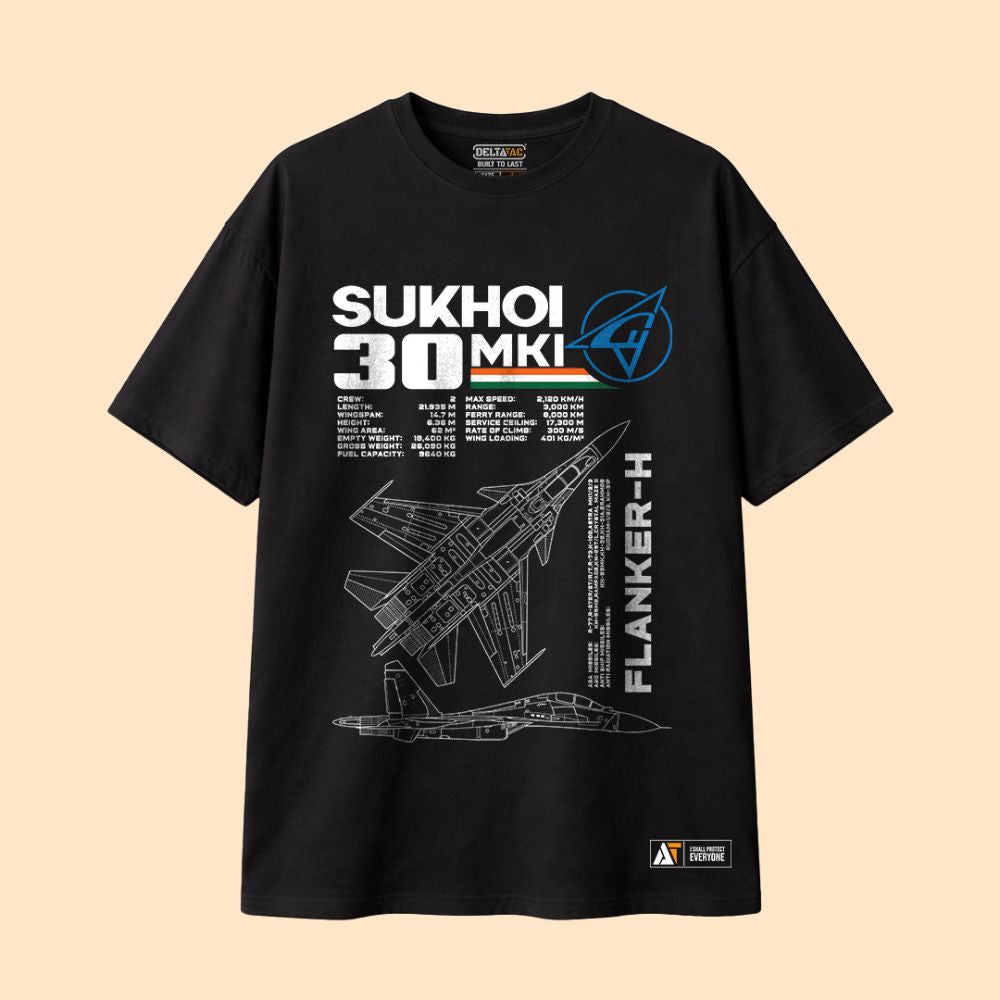 Sukhoi-30 MKI Flanker-H Black T-Shirt for men