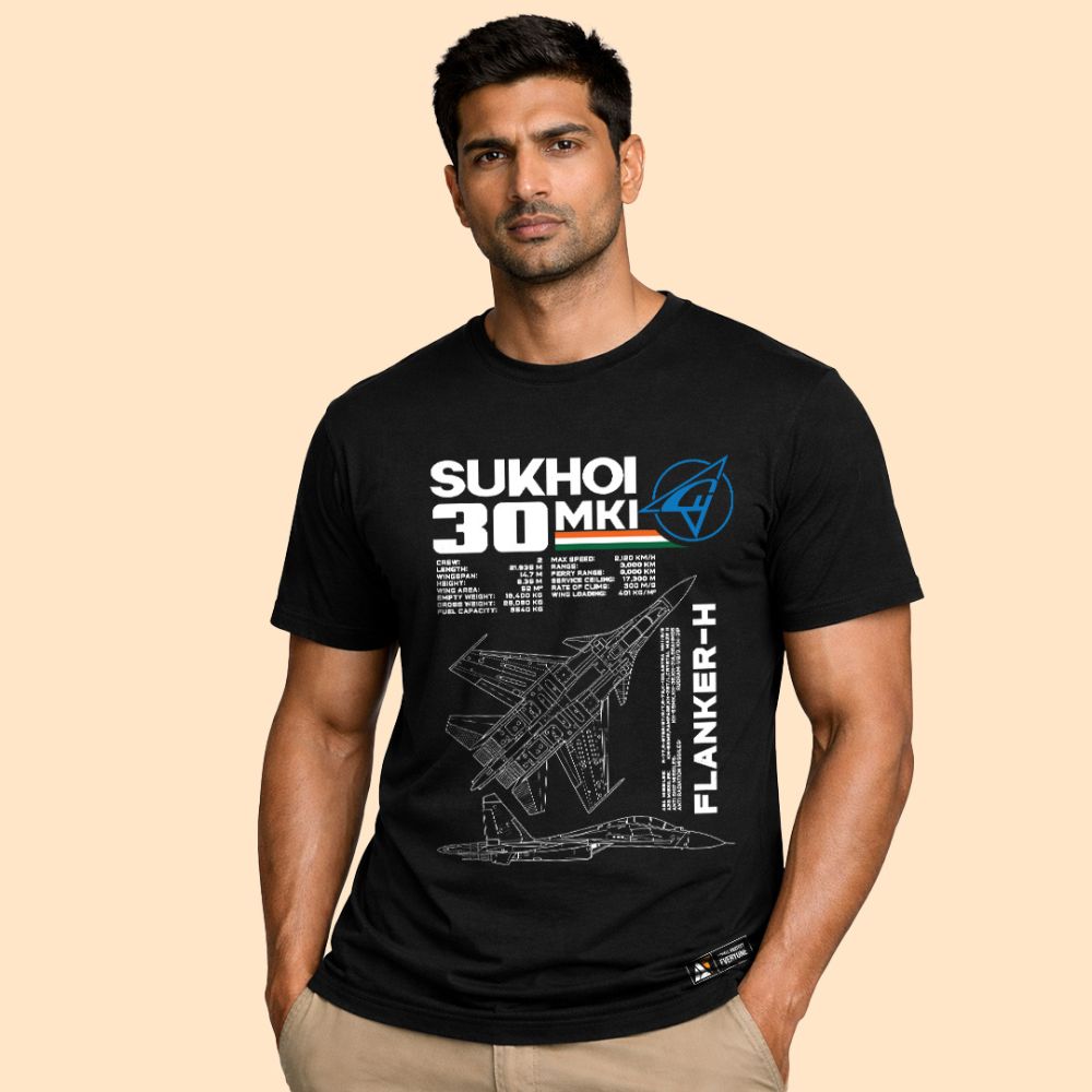 Sukhoi-30 MKI Flanker-H Black T-Shirt for men