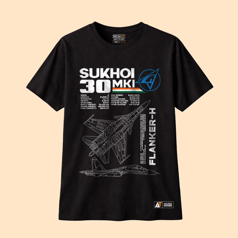 Sukhoi-30 MKI Flanker-H Black T-Shirt for men