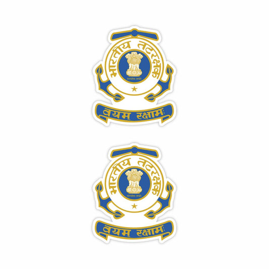 Indian Coast Guard Logo Sticker (Pack of 2) - Mini Military Series