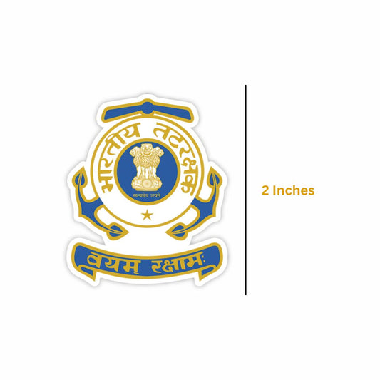 Indian Coast Guard Logo Sticker (Pack of 2) - Mini Military Series