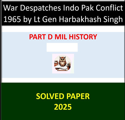 Part D Solved 2025 Military History Question Paper
